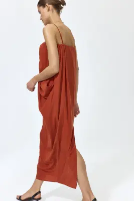 Robe bandeau avec détail noué - Rouge brique — photo 3