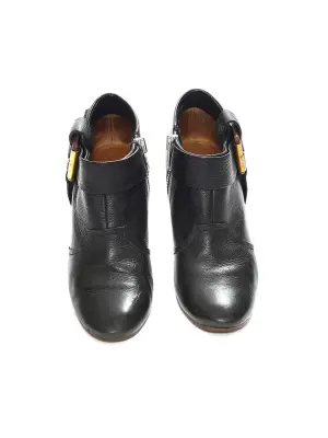 Bottines à talon en cuir noir et talon bois Px boutique 450€ Taille 39 — photo 4