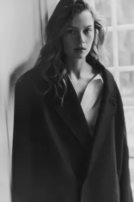 Manteau oversize en laine mélangée - Noir — photo 2