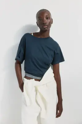 T-shirt en coton - Bleu canard — photo 1