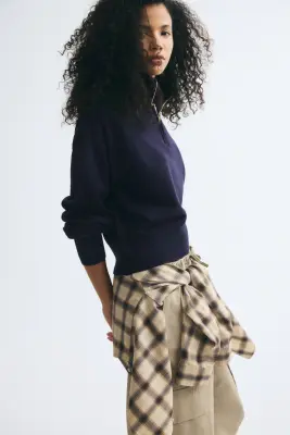 Pull en maille fine avec col zippé - Bleu marine/Le Studio — photo 2