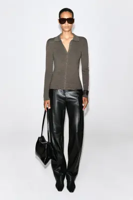 CHEMISE EN LAINE MÉRINOS SANS COUTURES - BRUN CLAIR CHINÉ — photo 1