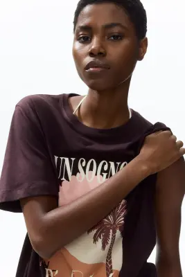 T-shirt imprimé - Marron foncé/palmiers — photo 1