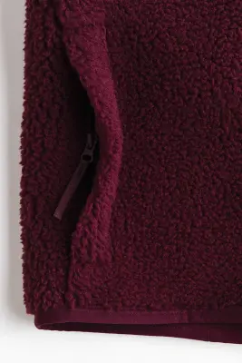 Veste de sport Loose Fit en tissu Teddy bear - Rouge cerise — photo 2