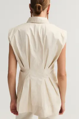 Chemise cintrée en popeline - Beige clair — photo 2