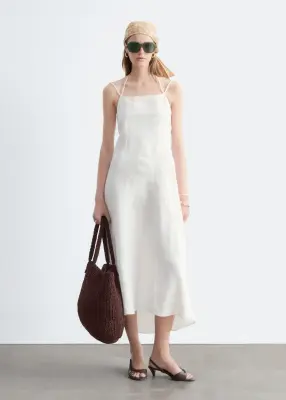 Robe midi en lin - Blanc — photo 1