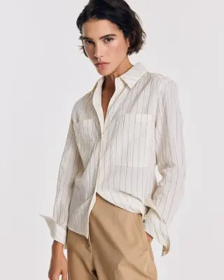 Chemise Jacinthe rayures écru et marine — photo 5