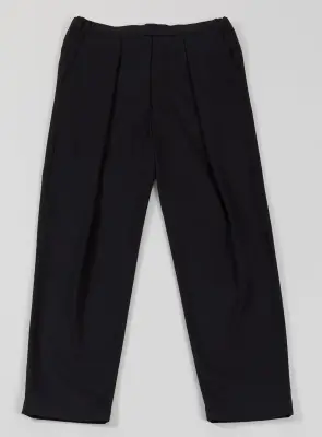 Pants with Deep Pleats in Black Serge