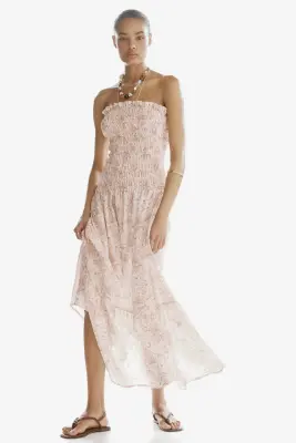 Robe bandeau smockée - Crème/fleuri — photo 2