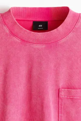 T-shirt à effet superposé Oversized Fit en coton - Rose vif/color block — photo 4