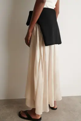 JUPE MIDI EN JACQUARD À OURLET MOUCHOIR - CRÈME — photo 2