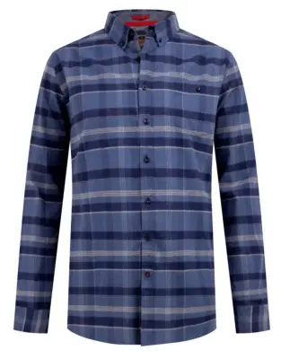 DUKE CHEMISE GRANDE LONGUEUR A CARREAUX Bleu — photo 3