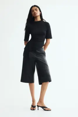 Short Bermuda en tissu enduit - Noir — photo 2