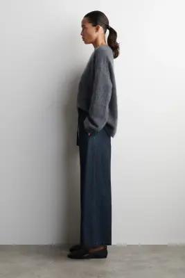 PANTACOURT LARGE EN DENIM - BLEU FONCÉ — photo 2