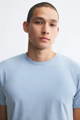 T-shirt Slim Fit - Bleu clair — photo 2