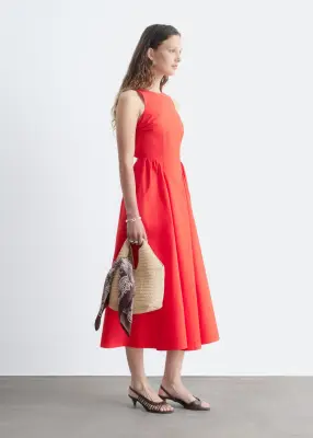 Robe midi avec liens au dos - Rouge — photo 3