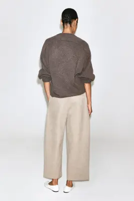 PANTALON BARREL EN VELOURS CÔTELÉ - SABLE — photo 2