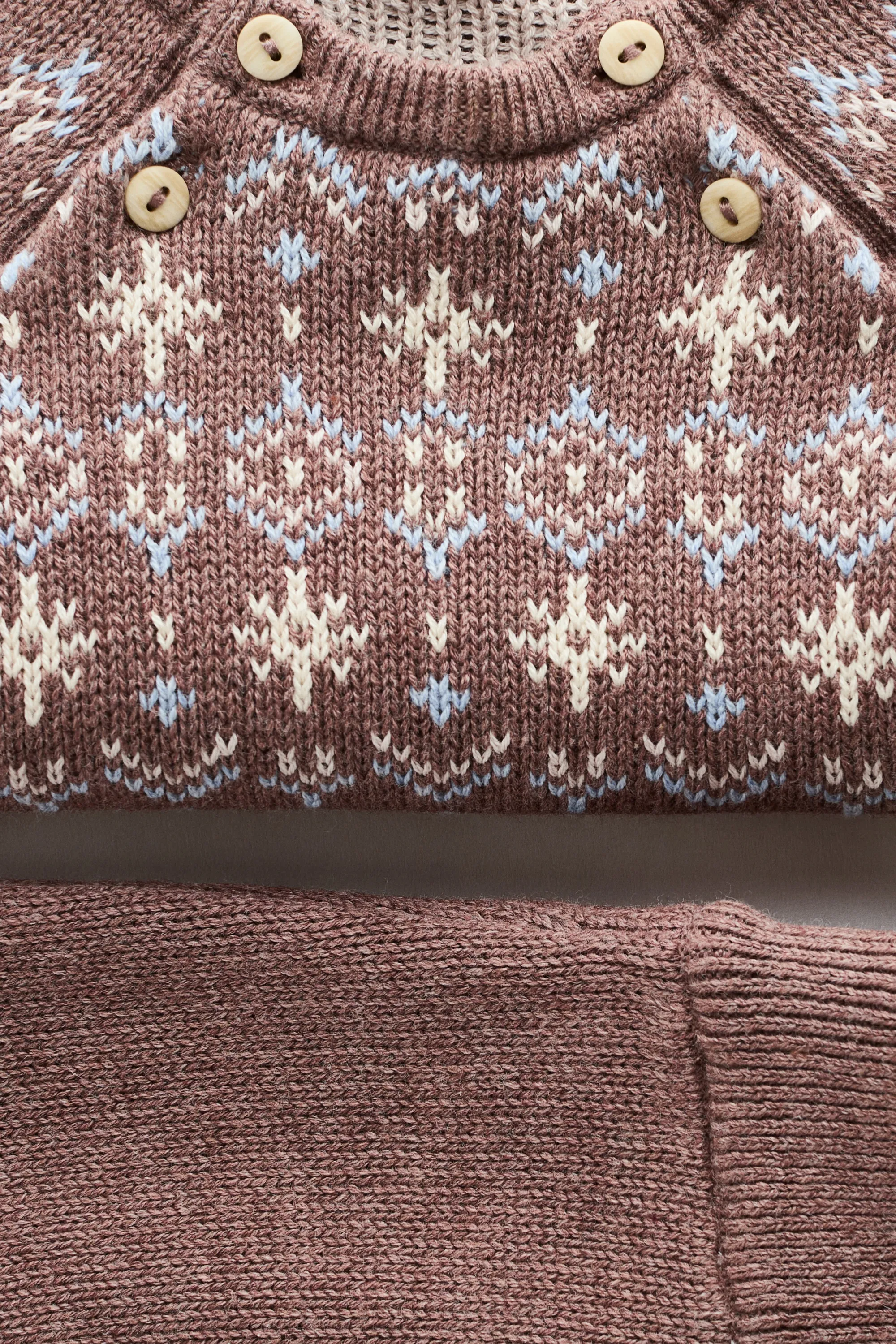 Ensemble 2 pièces en maille fine de coton - Marron clair