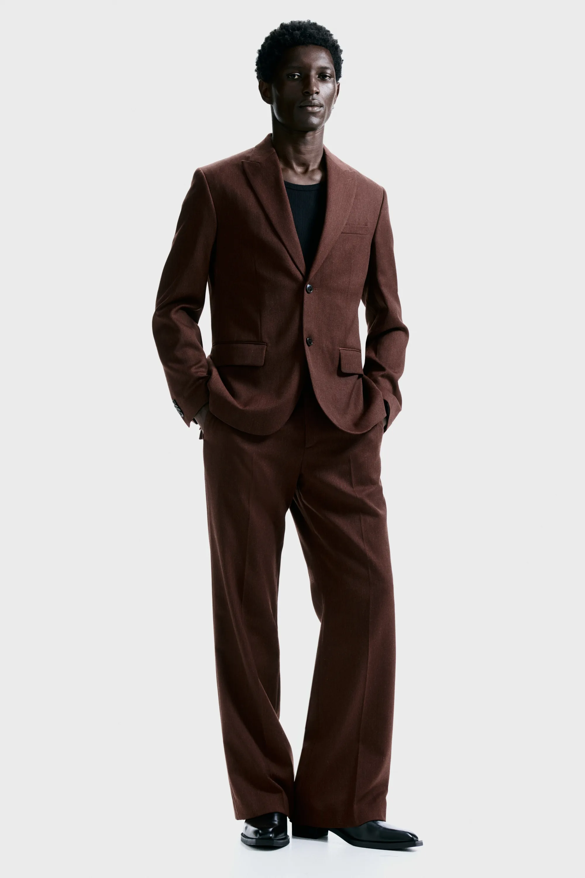 Veste Regular Fit à fermeture droite - Marron foncé