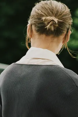 Gilet en maille côtelée de viscose mélangée - Gris foncé — photo 3