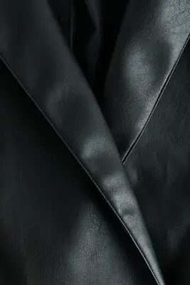Veste en tissu enduit avec col châle - Noir — photo 2