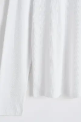 T-SHIRT SLIM À MANCHES LONGUES EN COTON CÔTELÉ - BLANC — photo 3