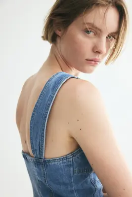 Robe avec jupe évasée - Bleu denim — photo 2