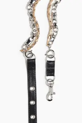 Collier chaîne à deux rangs - Argenté/doré — photo 2