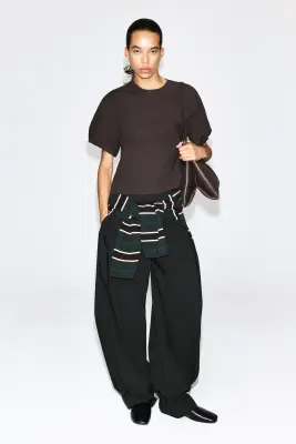 BLOUSE À PLIS NERVURÉS EN COTON - BRUN — photo 1