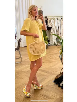 Sandales compensées à plateforme citron jaune, orange et cerise Prix boutique 575€ Taille 37 — photo 2