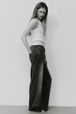 Wide Regular Waist Jeans - Gris denim foncé — photo 2