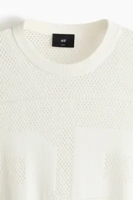 Relaxed Fit Boxy Mesh T-shirt - Blanc — photo 5