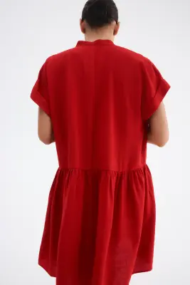 Robe tunique froissée - Rouge vif — photo 2