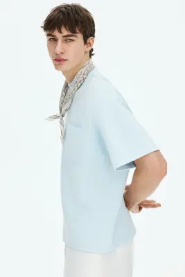 T-shirt Oversized Fit - Bleu clair — photo 4
