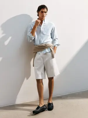 Chemise Oxford classique - Bleu clair/Blanc — photo 4