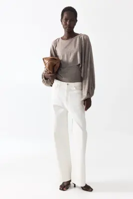Top superposé en maille fine - Taupe — photo 1