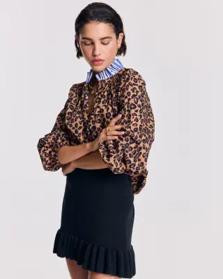 Blouse Camille léopard et rayures bleu — photo 5