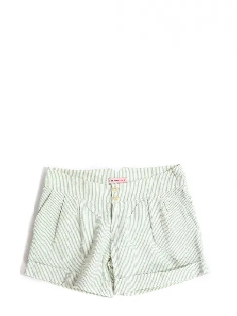 Petit short en coton à rayures blanc et vert Taille 36/38