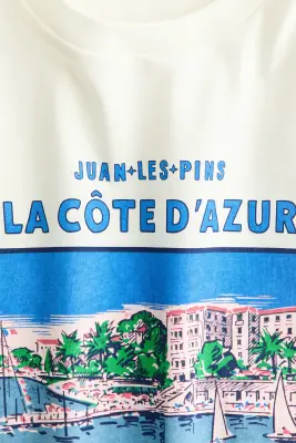 T-shirt imprimé en coton - Crème/The Pierce Archive — photo 4