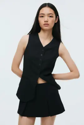 Mini jupe-short plissée - Noir — photo 1