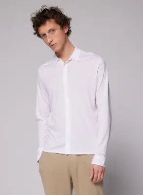 Chemise Blanche Manches Longues en Lyocell, Tencel et Coton