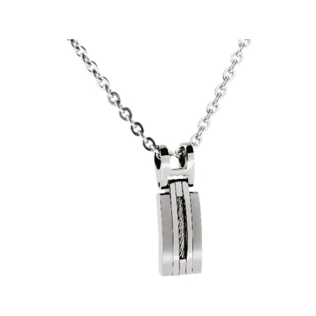 ROCHET - Pendentif Marina acier/cable et chaîne Ø3mm 50cm P062360