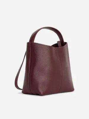 Petit sac seau en cuir - Rouge foncé — photo 2
