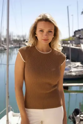 Pamela Knit Top - Beige with cream — photo 4