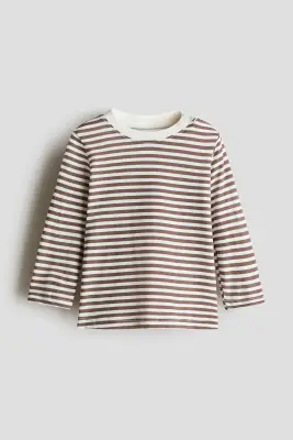 Ensemble 2 pièces salopette et T-shirt - Marron/rayé — photo 2