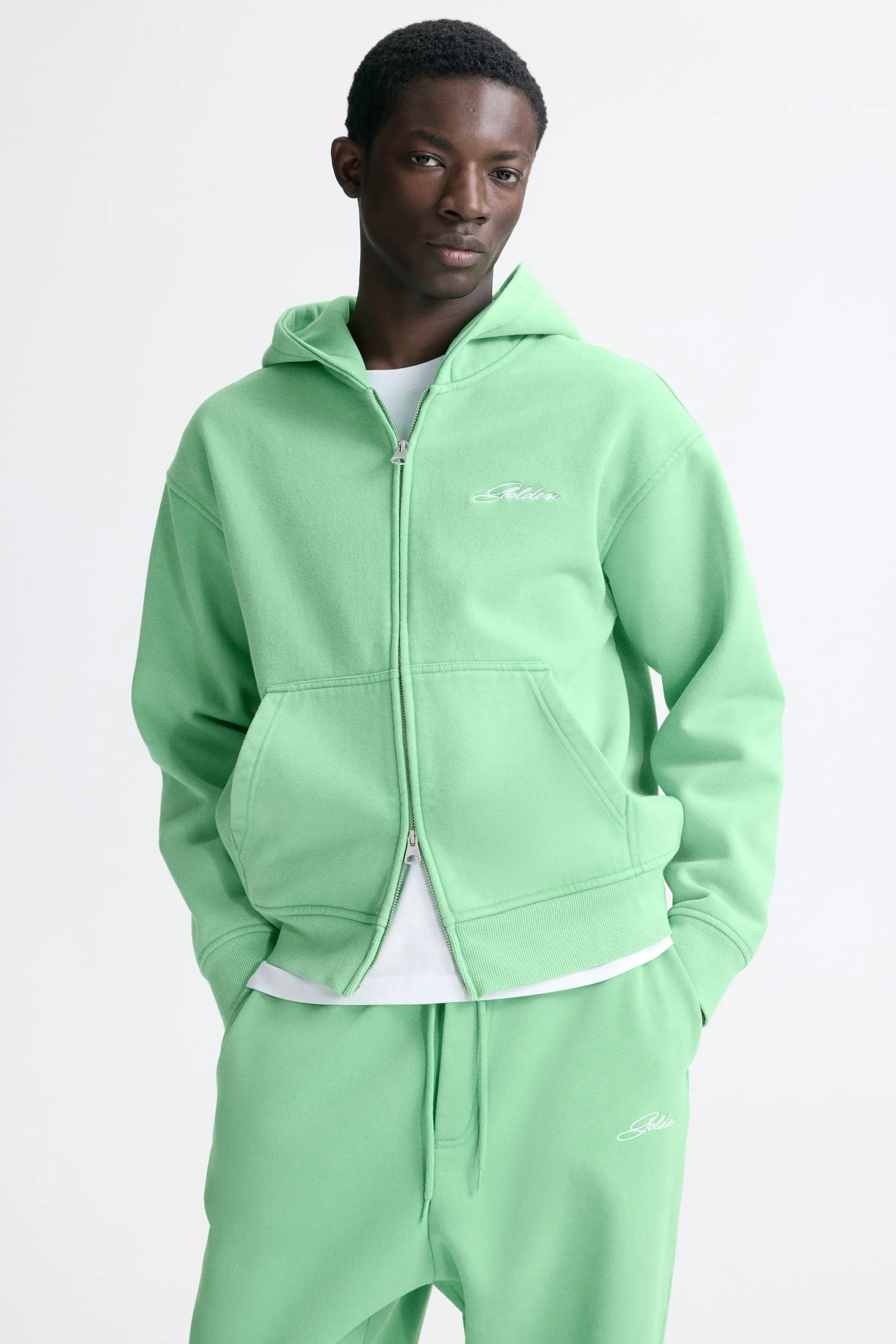 Veste boxy Loose Fit avec capuche et zip - Vert vif/Golden