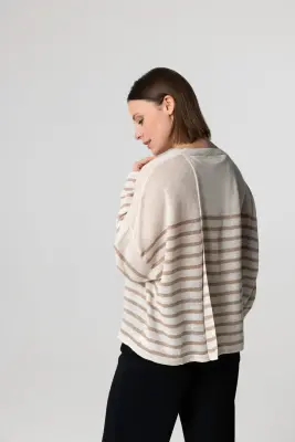 Pull Désert Rayé Col Rond Manches Longues en Lin — photo 4
