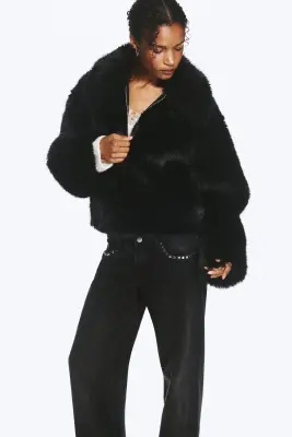 Veste zippée en fausse fourrure - Noir — photo 1