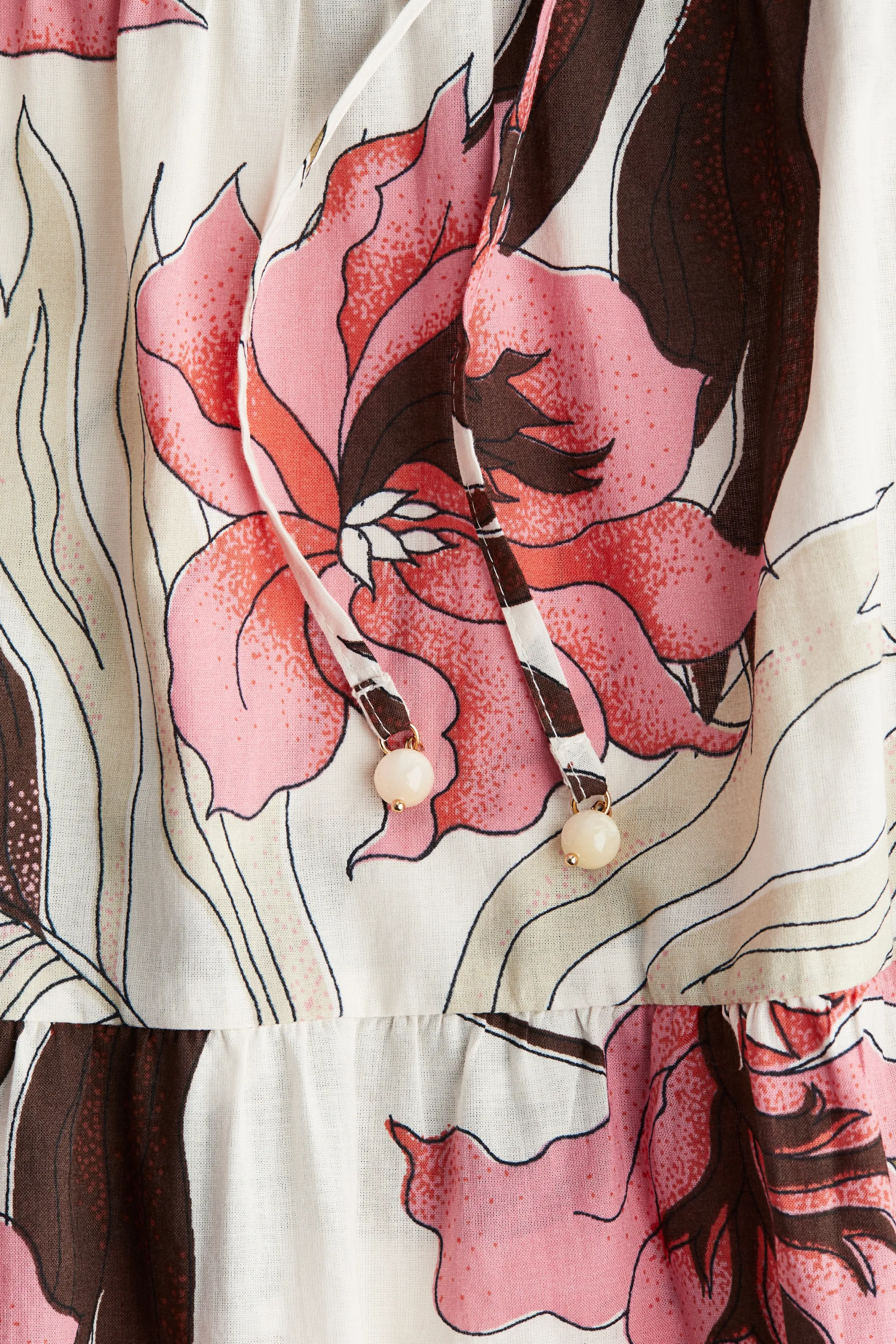 Robe longue en coton - White/Floral