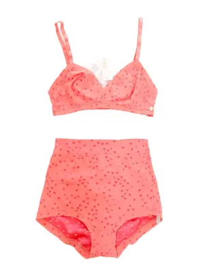 Maillot de bain deux pièces triangle et culotte haute Boumboum Harmonica rose à pois Prix boutique 500€ Taille 38 — photo 3